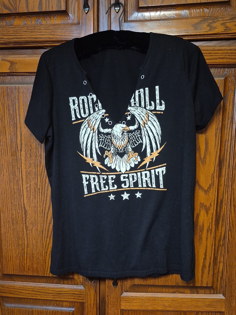"Rock N Roll Free Spirit" Black XL Tee - Cotton Blend
